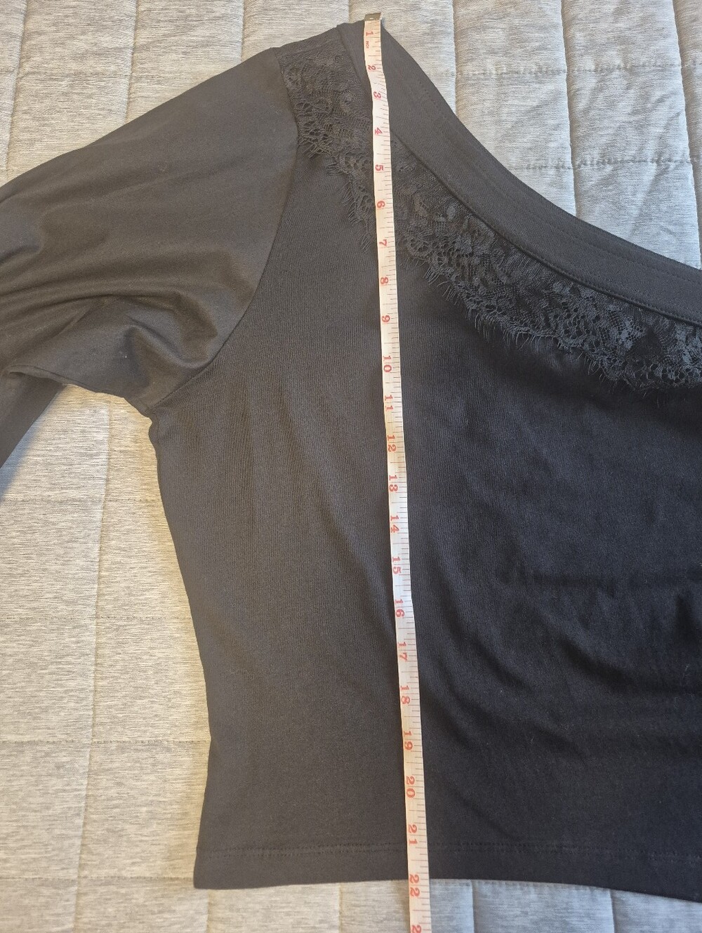 NWT By Anthropologie One-Shoulder Puff Sleeve Black Top - Picture 10 of 16